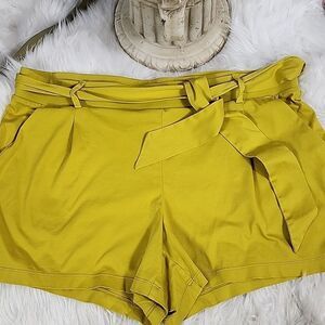 Chartreuse Comfy T~shirt Feel Cotton Shorts with Belt~Sash Size L